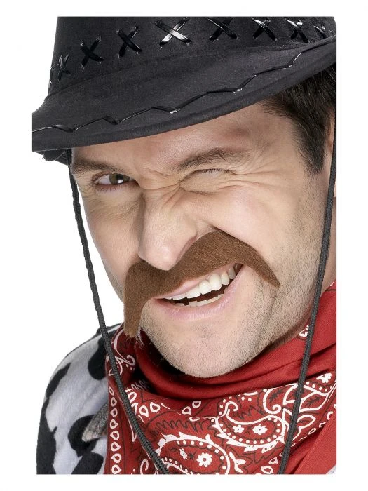 Smiffys Cowboy Tash, Brown 1 Smiffys Cowboy Tash, Brown