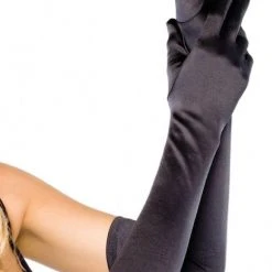 Leg Avenue Extra Long Satin Gloves, Black