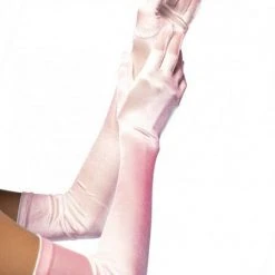 Leg Avenue Extra Long Satin Gloves, Light Pink