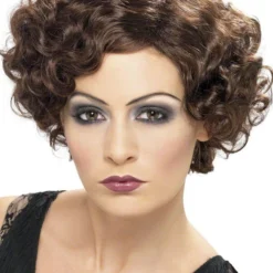 Smiffys Womens 20s Flapper Wig, Brown