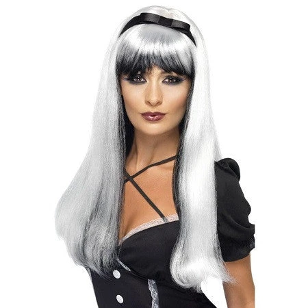 Smiffys Bewitching Wig, Black-White 1 Smiffys Bewitching Wig, Black-White