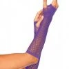 Leg Avenue Triangle Net Fingerless Gloves, Neon Purple