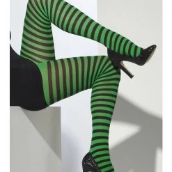 Smiffys Halloween Hosiery Tights, Green-Black
