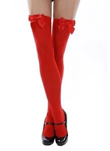 Leg Avenue Nylon Thigh Highs, Red Hoisery