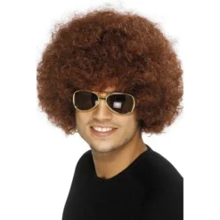 Smiffys Mens Afro Funky, Brown