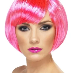 Smiffys Babe Wig, Neon Pink