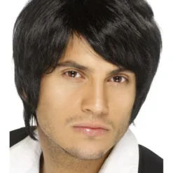 Smiffys 90s Boy Band Wig, Black Mens