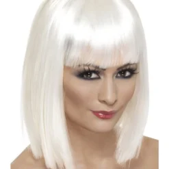 Smiffys Glam Wig, White Womens