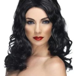 Smiffys Glamorous Wig, Black Womens