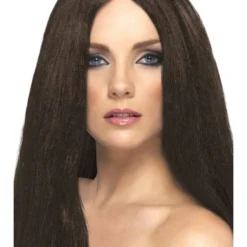 Smiffys Star Style Wig, Brown Womens