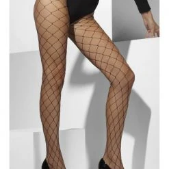 Smiffys Tights, Diamond Net, Black Halloween Hosiery
