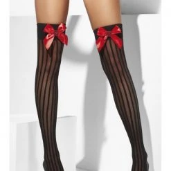 Smiffys Hold Up's, Striped-Red Bow