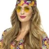Smiffys 1960's & 70's Hippy Specs, Yellow
