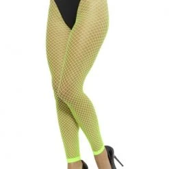 Smiffys Footless Tights, Neon Green 1980's & 90's