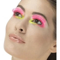 Smiffys 1980's & 90's Eyelashes, Neon Pink 80's