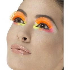 Smiffys 1980's & 90's Eyelashes, Neon Orange 80's