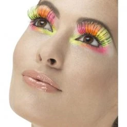 Smiffys Eyelashes, Neon Multi 80's 1980's & 90's