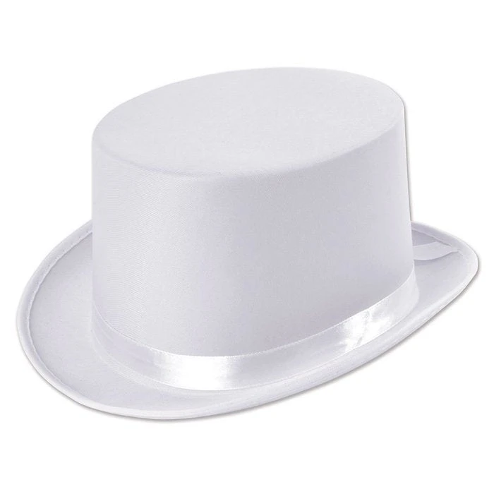Bristol Satin Top Hat, White 1 Bristol Satin Top Hat, White