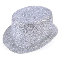 Bristol Glitter Top Hat, Silver