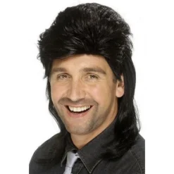 Smiffys 80's, Mullet Wig, Black Mens