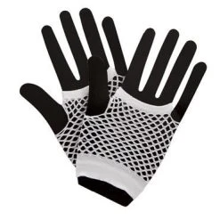 Wicked 1980's & 90's 80's Net Gloves, White