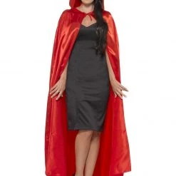 Smiffys Capes Cape, Red Hooded Satin