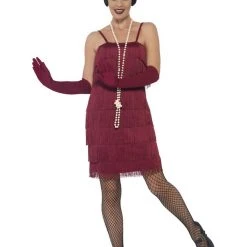Smiffys Female Costumes Flapper, Burgundy