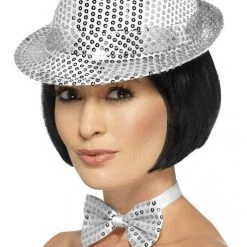 Smiffys Sequin Trilby Hat, Silver