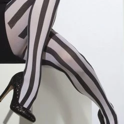 Smiffys Opaque Tights, Black & White