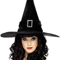 Smiffys Witches Hat, Diamante Buckle Halloween Hats