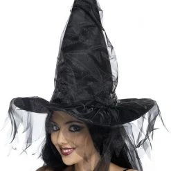 Smiffys Witch Hat With Netting Halloween Hats