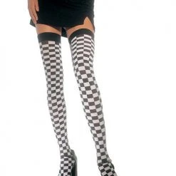 Leg Avenue Hoisery Nylon Thigh Highs, Checkerboard