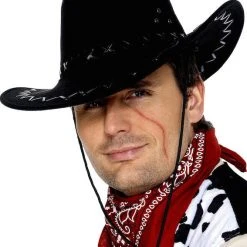 Smiffys Cowboy Hat, Suede, Black