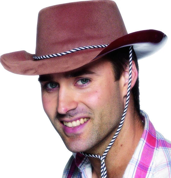 Smiffys Cowboy Hat Flocked, Brown 1 Smiffys Cowboy Hat Flocked, Brown