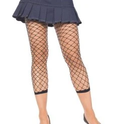 Leg Avenue Halloween Hosiery Diamond Net Footless Tights, Black