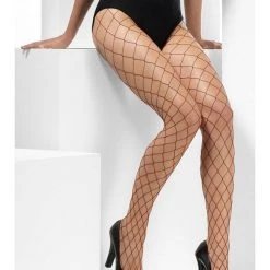 Smiffys Tights, Diamond Net, Burgundy Halloween Hosiery