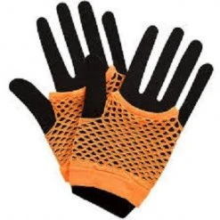 Wicked 80's Net Gloves, Neon Orange