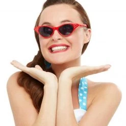 Smiffys 1940's & 50's 50's Sunglasses, Red