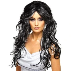Smiffys Gothic Bride, Black-White Wig