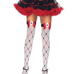 Leg Avenue Nylon Thigh Highs, Card Suit Hoisery