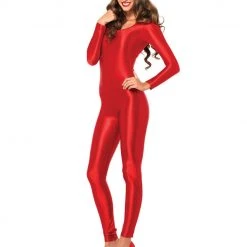 Leg Avenue Spandex Catsuit, Red Female Costumes
