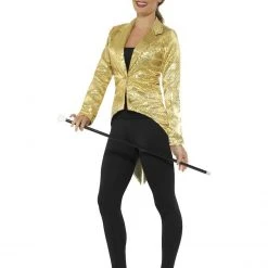 Smiffys Sequin Tailcoat, Gold Female Costumes