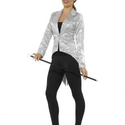 Smiffys Sequin Tailcoat, Silver