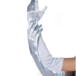 Leg Avenue Extra Long Satin Gloves, Light Blue