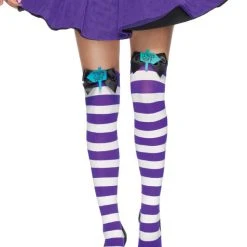 Leg Avenue Nylon Thigh Highs, Mad Hatter With Bows