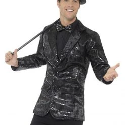 Smiffys Sequin Jacket, Black Male Costumes