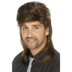 Smiffys 80's, Mullet Wig, Brown Mens