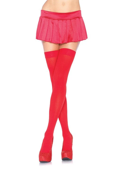 Leg Avenue Hoisery Nylon Thigh Highs, Red 1 Leg Avenue Hoisery Nylon Thigh Highs, Red