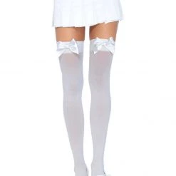 Leg Avenue Plus Size Tights, White With Bow