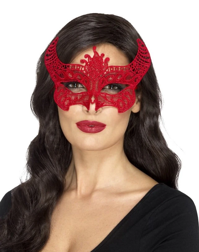 Smiffys Masquerade Filigree, Lace Devil Mask 1 Smiffys Masquerade Filigree, Lace Devil Mask